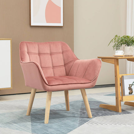 Scandinavian velvet armchair with raised legs - 68.5 x 61 x 72.5 cm