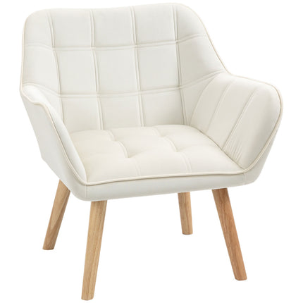 Cream Velvet-Look Armchair, raised legs, 64x62x72.5 cm