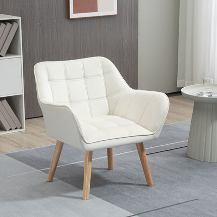 Cream Velvet-Look Armchair, raised legs, 64x62x72.5 cm
