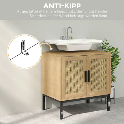 Sink base, Rattan look, Oak, 60x39x60 cm