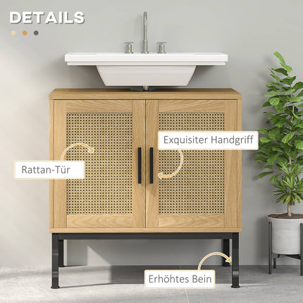 Sink base, Rattan look, Oak, 60x39x60 cm