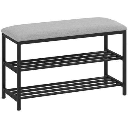 Sitzbank mit Stauraum, Schuhregal, Schwarz, 81x31x50 cm