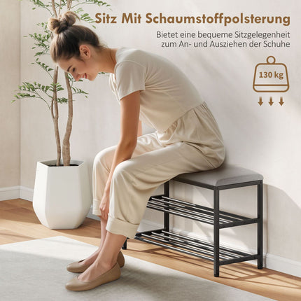Sitzbank mit Stauraum, Schuhregal, Schwarz, 81x31x50 cm