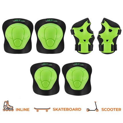 Skate Protective Gear Set, Wrist Elbow Knee, Green M