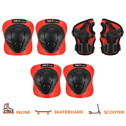 Skate Protective Gear Set – Wrist Elbow Knee Pads, Red S