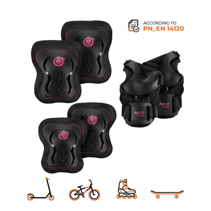 Skate Protective Gear Set – Wrist Elbow Knee, Pink M