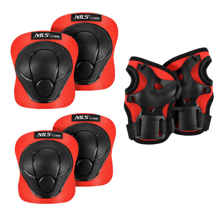 Skate Protective Gear Set, Wrist Elbow Knee, Red XS