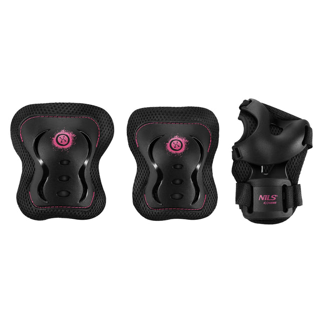 Skate Protective Gear Set, Wrist Elbow Knee, XL Pink