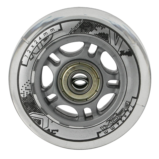 Skateboard Wheels 72x24 82A, Transparent, ABEC-7 Bearings Set