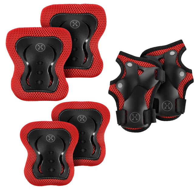 Skating Protective Gear Set, Wrist Elbow Knee, Red S