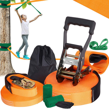 Slackline Kit, 60 ft Training Line, Tree Protectors, Bag