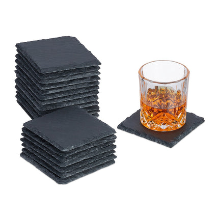 Slate Coasters Set, 20 Pieces, 10x10 cm