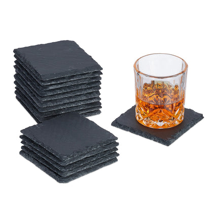 Slate Coasters Set of 16, 10x10 cm, Square