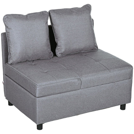Sleeper chair, 2-seater armchair with bed function, foldable upholstered armchair with 2 cushions, linen-look cover, dark grey