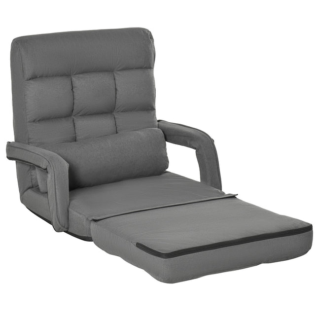 Sleeper Chair, 5-Way Adjustable, Dark Grey Linen-Look
