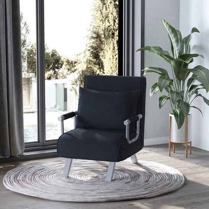 Folding sofa bed chair, black - adjustable, 120 kg capacity