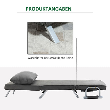 Folding sofa bed chair, black - adjustable, 120 kg capacity