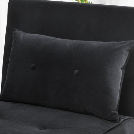 Velvet Folding Sofa Chair Bed with Cushion, Black, 77x88x83Cm