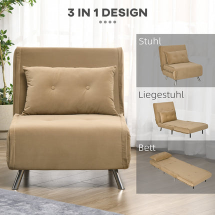 Folding velvet sofa bed, Upholstered Brown 77x88x83cm