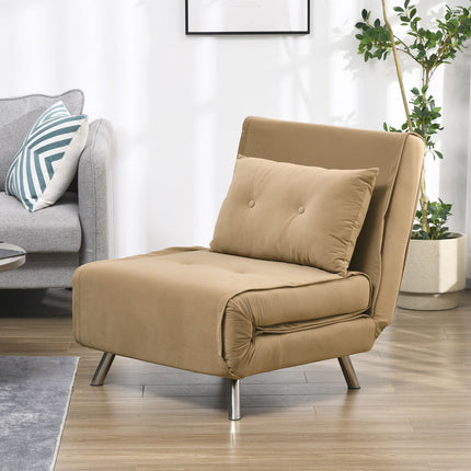 Folding velvet sofa bed, Upholstered Brown 77x88x83cm
