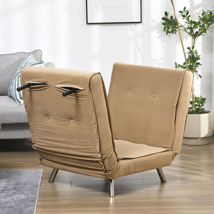 Folding velvet sofa bed, Upholstered Brown 77x88x83cm