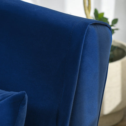 Folding Velvet Sofa Bed - Blue, Cushioned, 77x88x83cm