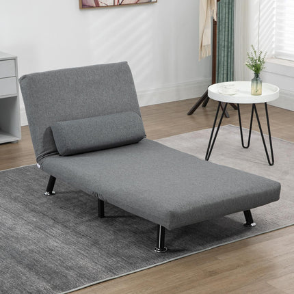 Folding sleeping chair with adjustable backrest, dark grey