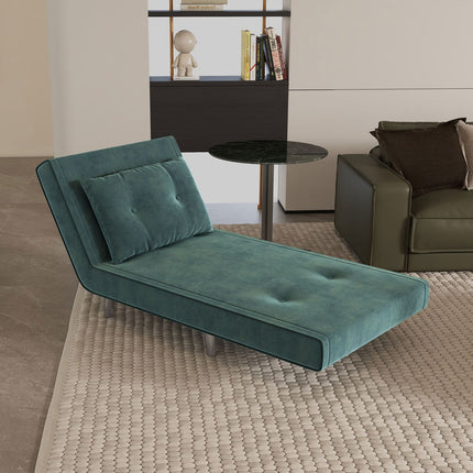 Folding sofa Chair bed with cushions, velvet look, green