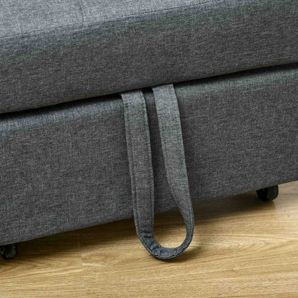 3-in-1 gray folding chair - Guest bed with wheels and pocket