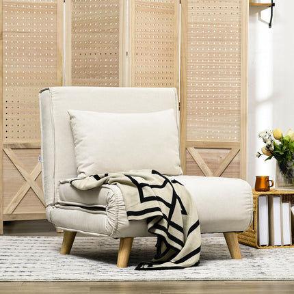 Folding daybed - adjustable, linen, cream white