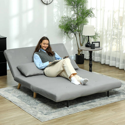 Folding velvet chair bed, adjustable, 250 kg capacity, gray