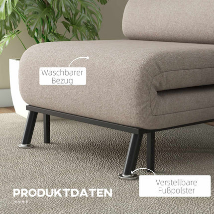Folding sleeper, adjustable linen, beige, 150 kg capacity