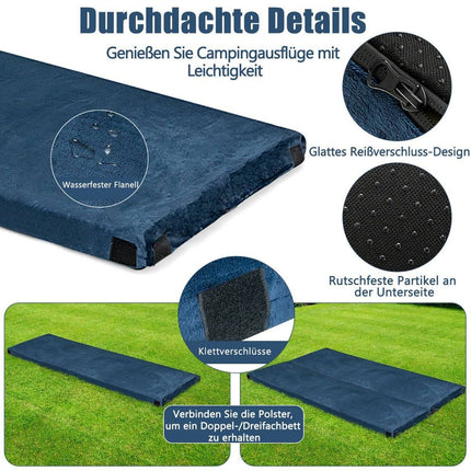 Sleeping pad camping camping mattress made of memory foam 183 x 62.5 x 6.5 cm blue