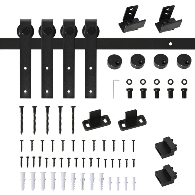 Black carbon steel sliding door kit for double doors, 200 cm
