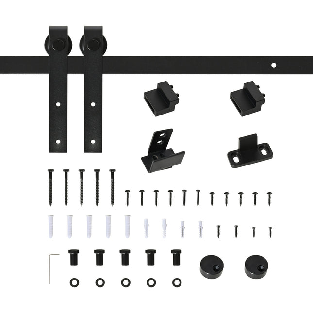Sliding door system, Carbon steel, 183 cm, Black