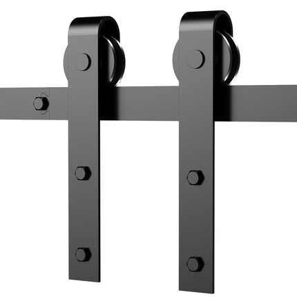 Sliding door track set, carbon steel, black, 200cm
