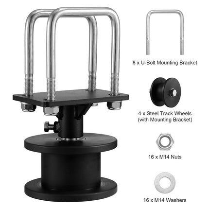 Sliding Gate Roller Kit, 4 Nylon Track Wheels, Steel Brackets