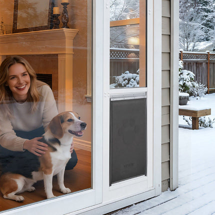 Sliding Glass Dog Door, Adjustable 75.9–80.7 in, Lock