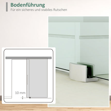 Sliding glass door with satin stripes, handle - 2050x775 mm