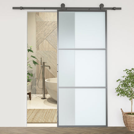 Sliding door kit, carbon steel, installation kit without door, space-saving, black