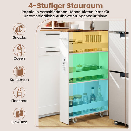 Slim 13cm Rolling Storage Cart with Charging Station