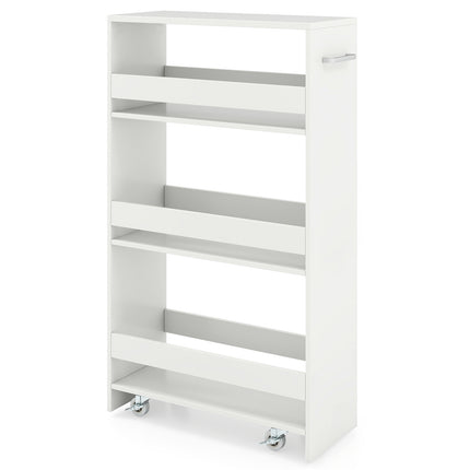 Slim 20cm 4-Tier Rolling Storage Cart With Charging Station