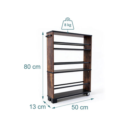 Slim 3-Tier Wood-Effect Trolley with Handle