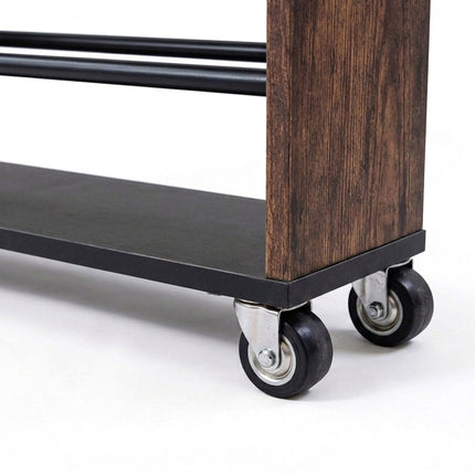 Slim 3-Tier Wood-Effect Trolley with Handle