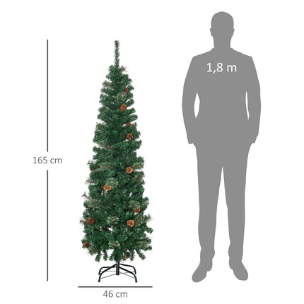 Slim Artificial Christmas Tree, 165 cm, Green, Indoor Use