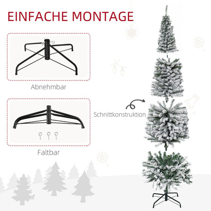 Slim Artificial Christmas Tree with Snowy Coating, 225 cm