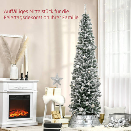 Slim Artificial Christmas Tree with Snowy Coating, 225 cm