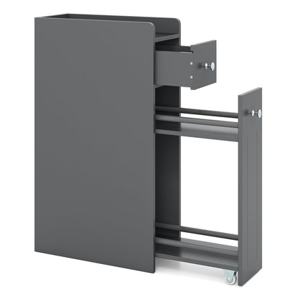 Slim Bathroom Cabinet with Drawers, Grey, Space-Saving Design