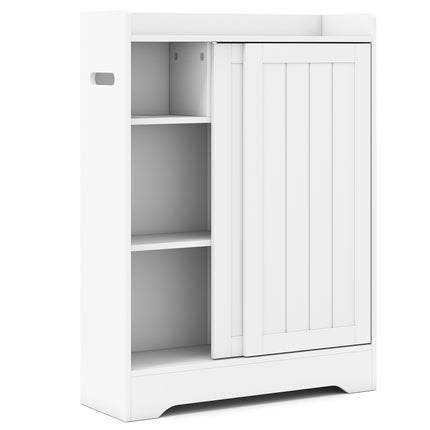 Slim Bathroom Floor Cabinet With Sliding Doors, Toilet Paper Holders