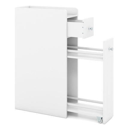 Slim Bathroom Storage Cabinet with Drawers, White, 4-Tier